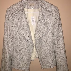 The Loft white and black tweed blazer
